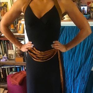 Designer suede detail dress